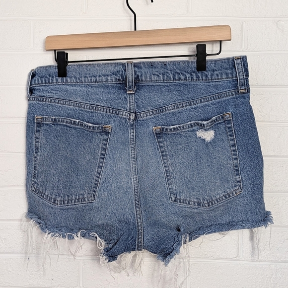 Gap High Rise Cheeky Distressed Medium Wash Denim Shorts - Picture 4 of 7